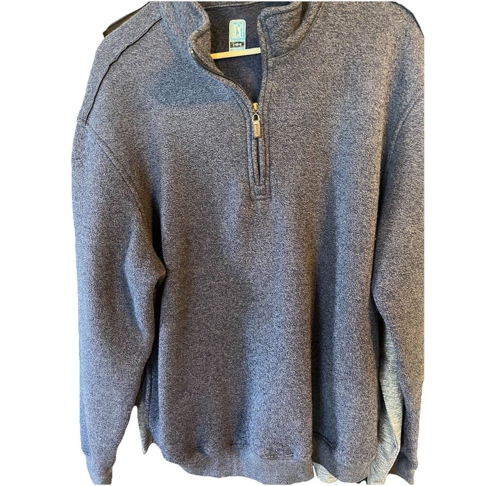 PGA Tour 1/4 Zip Golf Pullover Sweatshirt Jacket Men's Large Mock Neck Med Blue